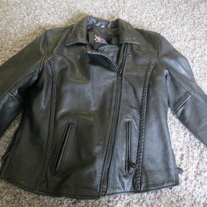 Womens Leather Motorcycle Jacket Xelement Biker Fitted Zip out Liner Sz L